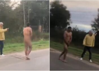 Vecinos detienen a ladrón, lo desnudan y lo obligan a caminar por la ruta 36