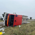 Volcó autobomba de bomberos en la Ruta 86 y ocho resultaron heridos