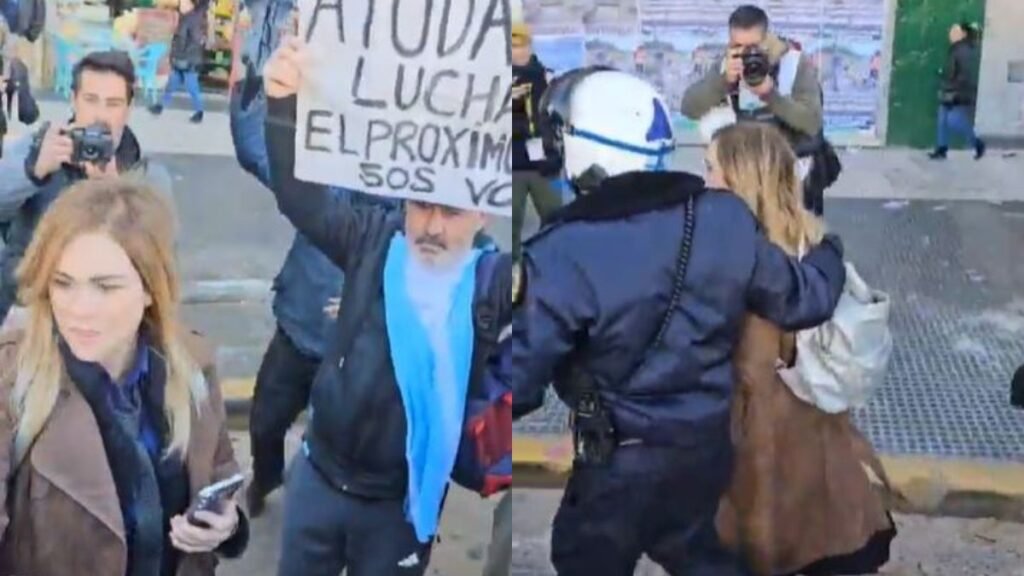 Tensión en la marcha de jubilados obliga a escoltar a Lilia Lemoine
