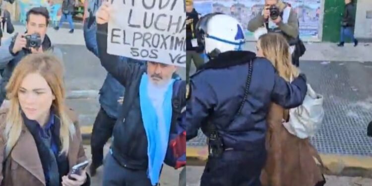 Tensión en la marcha de jubilados obliga a escoltar a Lilia Lemoine