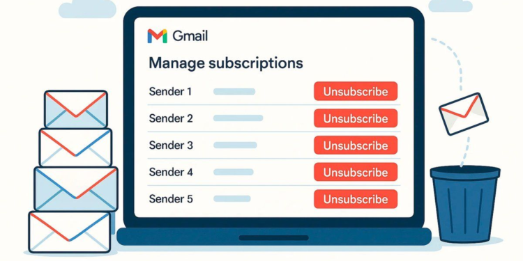 Gmail lanza función para cancelar suscripciones automáticamente en redes