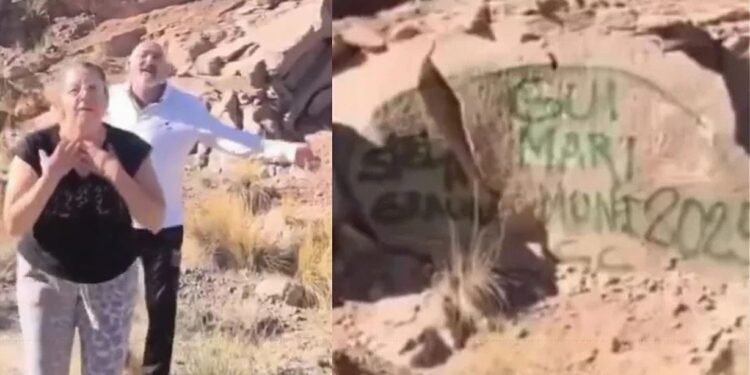 Identifican a turistas que vandalizaron rocas en Dique Potrerillos
