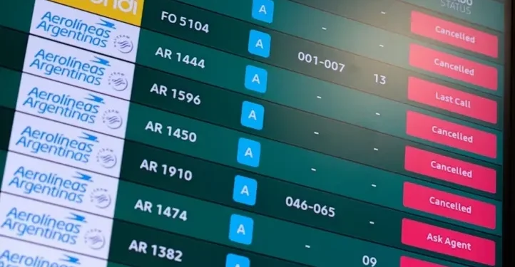Aerolíneas Argentinas cancela 46 vuelos y afecta a 4.400 pasajeros hoy