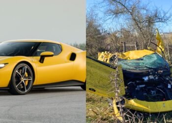 Ferrari de un millón de dólares se despista y queda destruida en San Vicente