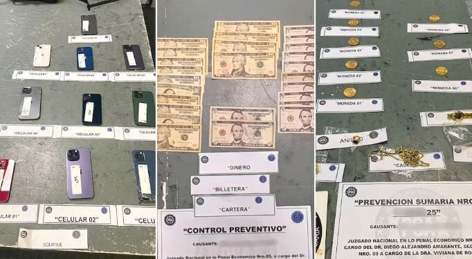 Detienen a una azafata en Ezeiza con 55 millones en contrabando de lujo