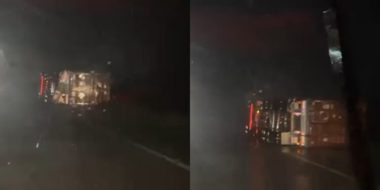 Temporal en la Autopista Córdoba-Rosario: más de diez camiones volcaron y el tránsito se detuvo