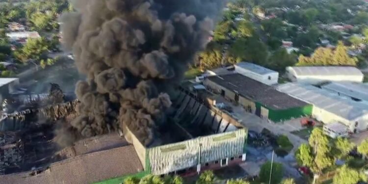 El incendio en el depósito de pinturas de Francisco Álvarez se reavivó y preocupa a todos