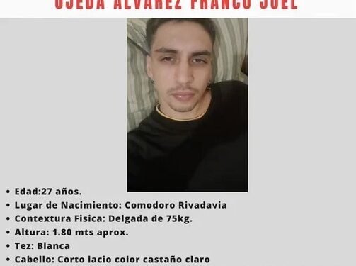 Intensa búsqueda de Franco Ojeda, el joven de 27 años desaparecido en Chubut